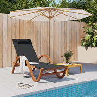 Sun Lounger with Pillow Textilene and Solid Wood Poplar