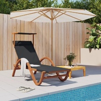 Sun Lounger with Canopy Textilene and Solid Wood Poplar