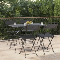 Folding Bistro Chairs Poly Rattan and Steel
