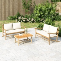 Garden Bench with Cushions Bamboo