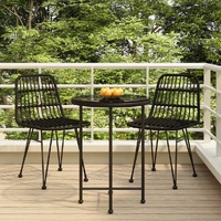 3 Piece Garden Dining Set Poly Rattan