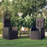 Reclining Garden Chairs with Cushions Poly Rattan