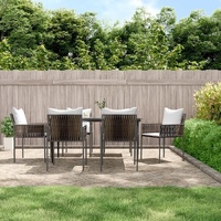 Garden Dining Set with Cushions Poly Rattan and Steel