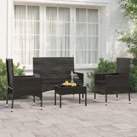 4 Piece Garden Lounge Set with Cushions Poly Rattan