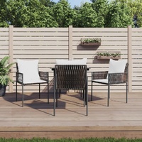 Garden Dining Set with Cushions Poly Rattan and Steel