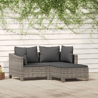 Garden Lounge Set with Cushions Grey Poly Rattan
