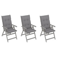 Garden Reclining Chairs with Cushions Solid Acacia Wood