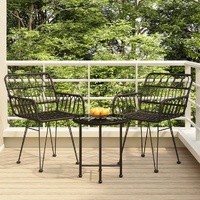 3 Piece Garden Dining Set Poly Rattan