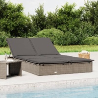2-Person Sunbed with Cushions Poly Rattan