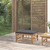 Garden Footstool with Cushion Bamboo