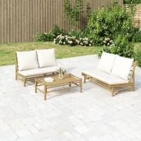Garden Bench with Cushions Bamboo