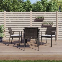 Garden Dining Set with Cushions Poly Rattan and Steel