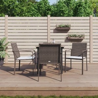 Garden Dining Set with Cushions Poly Rattan and Steel