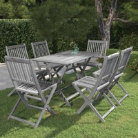 Garden Dining Set Solid Acacia Wood Grey