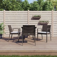 Garden Dining Set with Cushions Poly Rattan and Steel