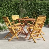 5 Piece Garden Dining Set Solid Teak Wood