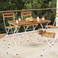 Folding Bistro Table 100x54x71 cm Solid Acacia Wood and Steel
