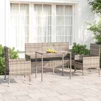 4 Piece Garden Lounge Set with Cushions Poly Rattan