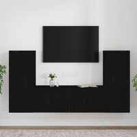4 Piece TV Cabinet Set Engineered Wood