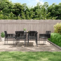Garden Chairs with Cushions Black 54x60.5x83.5 cm Poly Rattan