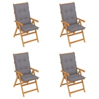 Garden Chairs with Cushions Solid Teak Wood
