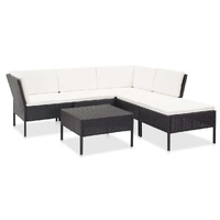 6 Piece Garden Lounge Set with Cushions Poly Rattan