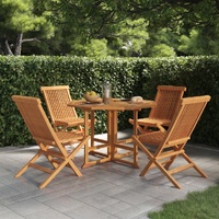 5 Piece Folding Outdoor Dining Set Solid Teak Wood