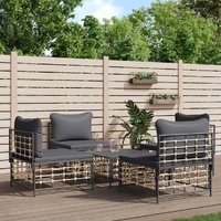 5 Piece Garden Lounge Set With Cushions Anthracite Poly Rattan