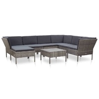 8 Piece Garden Lounge Set with Cushions Poly Rattan