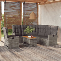 3 Piece Garden Lounge Set with Cushions Poly Rattan