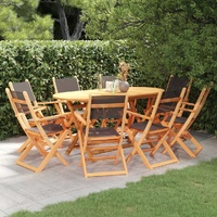 9 Piece Outdoor Dining Set Solid Eucalyptus Wood&Textilene