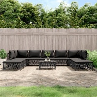 10 Piece Garden Lounge Set with Cushions Steel