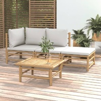 Garden Lounge Set with Cushions Bamboo