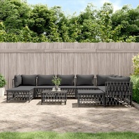10 Piece Garden Lounge Set with Cushions Steel