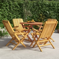 5 Piece Garden Dining Set Solid Teak Wood