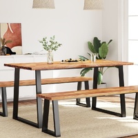Dining Table with Live Edge Solid Wood Acacia