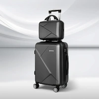 Wanderlite 2pc Luggage 12" 20" Trolley Travel Suitcase Storage Carry On TSA Lock Black