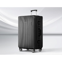 28" Luggage Trolley Travel Suitcase Set TSA Hard Case Lightweight Aluminum Black