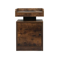 Levede Bedside Table USB Charger Outlet RGB Oak