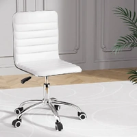Office Chair Computer Desk Gaming Chairs PU Leather Low Back White