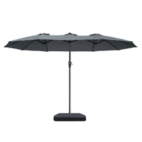 Centra 4.5M Double-sided Patio Umbrella Outdoor Umbrella Base Stand Grey