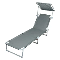 Levede Foldable Lounge Chairs with Canopy Grey