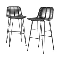Gardeon 2 Piece Outdoor Bar Stools Wicker Dining Rattan Chair Black