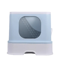  Cat Litter Box Fully Enclosed Kitty Blue