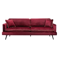  Velvet Sofa Armchair 3 Seater Couch Red 210cm Wide