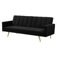  Sofa Bed Convertible Velvet Lounge Recliner Couch Sleeper 3 Seater Black