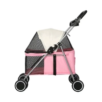  Pet Stroller Dog Cat Carrier Foldable Pink