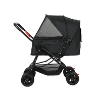  Pet Stroller Dog Cat Carrier Foldable Black