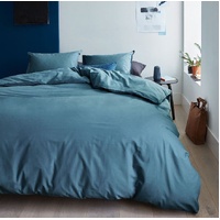 Organic Cotton Basic Blue Grey Quilt Cover Sets by Bedding House Queen