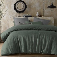 Hemp Sea Green Quilt Cover by Vintage Design Homeware Queen